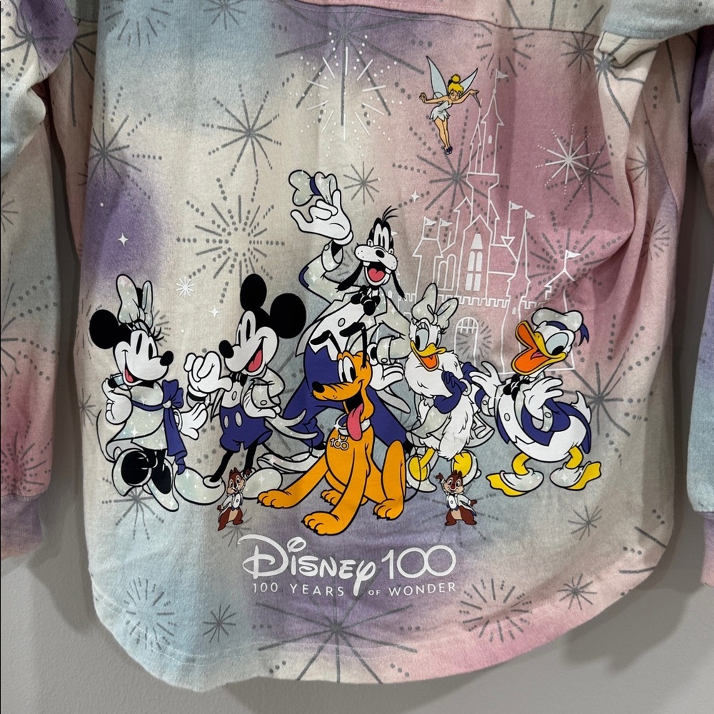 Disney 100 year of wonder Spirit Jersey pastel tie-dye with silver metallic foil - Picture 4 of 5